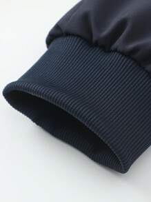 Men's Splicing Stand Collar Zipper Pocket Contrast Color Design Casual Sports Letter Print Jacket & Pants, Versatile And Suitable For Daily Wear, Fall Clothes - Blue - View 7