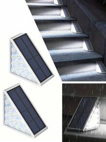 2/6PCS Outdoor Solar Triangle Light, Solar Staircase Light, Solar Landscape Light, 10/13LED IP65 Waterproof Light. Suitable For Courtyard, Villa, Balcony, Garden, Stairs, Streets And Other Outdoor Decorative Atmosphere Lighting., Solar Lights Outdoor