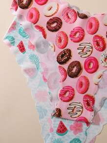 6pcs/Pack Cake & Donut Print Sexy Wavy Seamless Smooth Breathable Ladies Underwear, Cute Girl Design - Multicolor - View 6