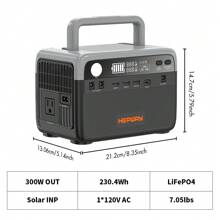 Hepway Portable Solar Power Bank,( Peak 600W )230.4Wh Portable Power Station, Large Capacity Power Charger Lithium Battery Fast Charging With AC Outlets 300W , P300 Solar Generator For CPAP RV Travel Outdoor Camping Charging Station & Home Emergency Power Chager Backup Power - US A Type Plug(110-127V) - View 2