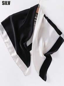 1pc Women's Classic And Versatile Scarf, Can Be Wear As Headscarf, Face Towel, Hair Wrap, Shawl, Fashion Accessories Bandana,Hair Band,Head Band Ideal For Dressing Up Your Look - Black and White - View 5