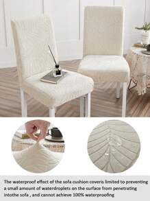4/6pcs Water Repellant Chair Cover Jacquard Thickened Elastic Restaurant Chair Slipcovers Spandex Anti-Dirty Stool Cover Home Decoration - Beige - View 5