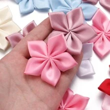 20 件/包 6 厘米缎面手工五角形 5 瓣花 DIY 发夹、胸针、服装配饰 - 彩色 - 查看 10