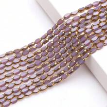 48pcs 4*6mm Colorful Crystal Glass Beads With Gold Trim, Middle Hole, For DIY Crafts, Jewelry Making, Shoes, Accessories, Phone Chain, Necklace, Bracelet, Glasses Chain