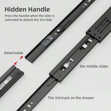 AOLISHENG 5 Pair Drawer Runners Drawer Slides 500mm 45kg Load Capacity Heavy Duty Draw Sliders Full Extension Ball Bearing Kitchen Cabinet Black Draw Runners Replacement Rails Side Mount - 20inch(500mm) - View 3