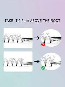 CoMango 120 sợi mi giả D-Curl 6D thân ngắn, dày dặn, 0.07/0.1mm, mi nối kiểu Nga, mi giả lông chồn bản rộng, mi giả bán sỉ, mi giả từng sợi, mi giả, mi giả - D - Xem 3