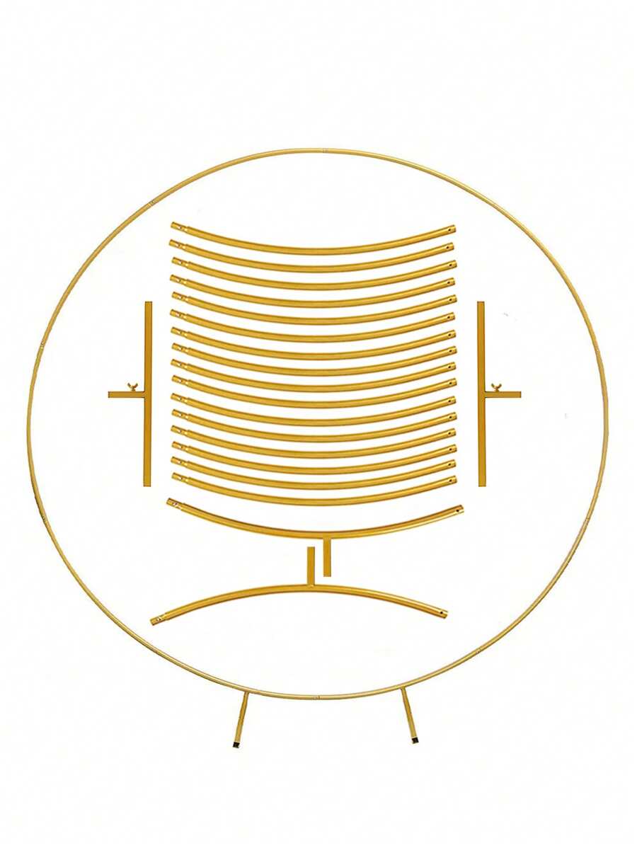 1 套圆形金属气球拱门 4.92/5.9/6.56 英尺气球架，派对背景架，适用于节日、生日、婚礼、毕业典礼装饰 - 金色 - 查看 1