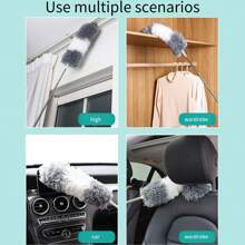 Feather Duster, Extendable Bendable Head Cleaner Brush For Dust Removal, Static Electricity Duster For Home - White Gray - View 8