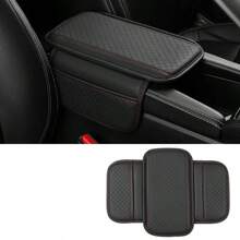 Cojín Universal para reposabrazos de coche, cubierta protectora de cuero PU transpirable para caja de consola central, reposabrazos antiarañazos PGUM - GRIS 1 PIEZA - Ver 4