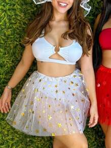 Tulle Skirt With Star Details Carnival Tutu A-9 - 白色 - 查看 1