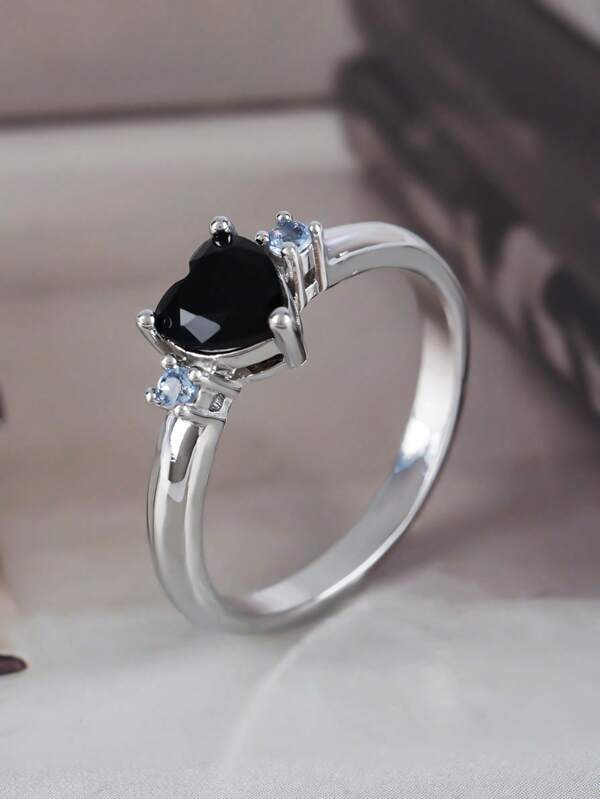 1 Peça Elegante e Romântica Anel com Forma de Coração de Alta Qualidade e Brilhante, com Zircônia, Presente Surpresa para Mulheres Perfeito para Proposta, Casamento, Visual Diário, Aniversário