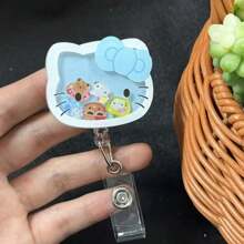 Sanrio 1 Sanrio Hello Kitty And Friends Acrylic Scalable ID Badge Clip - Durable PMMA Material, Cartoon Character Design, Suitable For Doctors, Nurses, And Teachers (Style And Color Random)