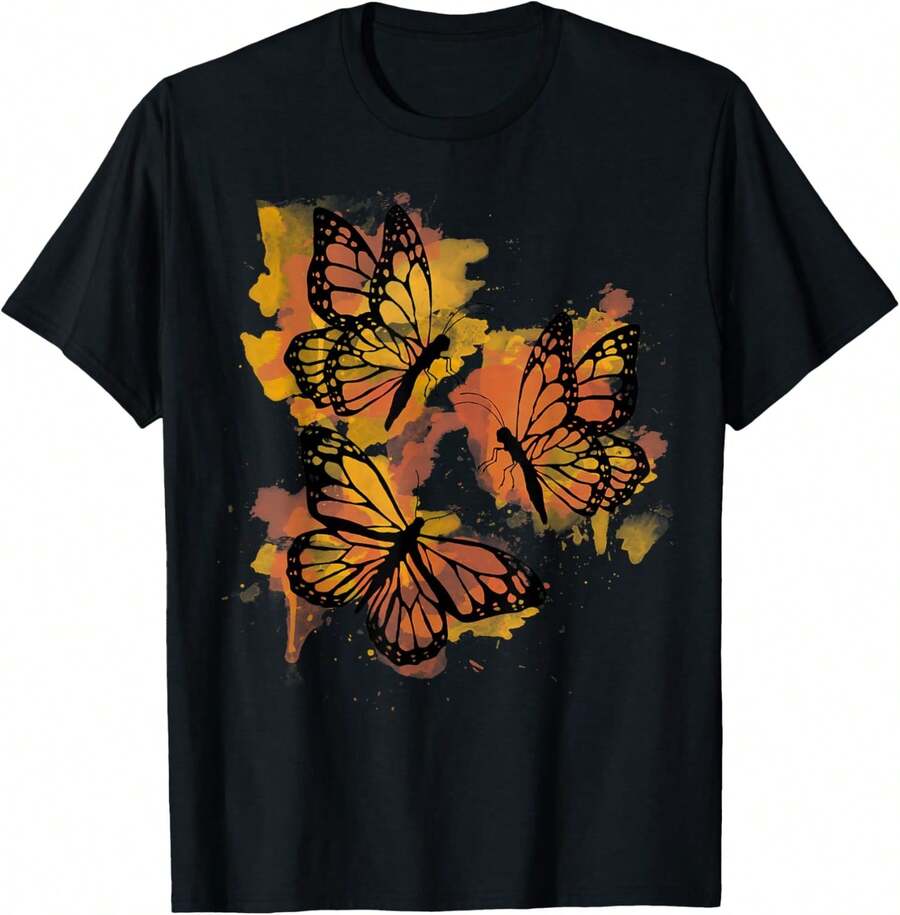 Butterfly T-Shirt Black Casual Comfortable Soft Gifts T-Shirts For Women - Black - View 1