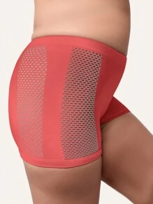 5 件/包大码女式无缝镂空透气高弹力瑜伽短裤、运动紧身裤 - 彩色 - 查看 2