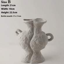 纯手工质感陶瓷花瓶客厅卧室艺术摆件咖啡店桌面插花装饰房间装饰素胚艺术花瓶 - 彩色 - 查看 11