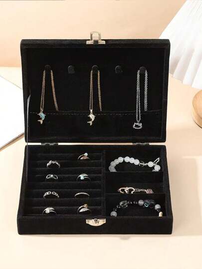 1 件大容量多层珠宝盒、浴室收纳盒、容器、珠宝整理器、橱柜收纳盒、项链、耳环、手链、戒指珠宝盒、法式优雅珠宝盒、高端精致多层可上锁大容量抗氧化手链、耳环、项链珠宝收纳盒、珠宝托盘、珠宝收纳盒、多隔层多层戒指、手链、吊坠珠宝整理器、珠宝手提盒