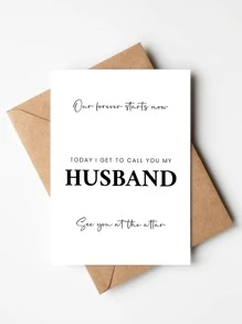 1pc Romantic Wedding Groom Card - Elegant, Heartfelt Message Include, Perfect Gift From Brideg - Multicolor - View 8