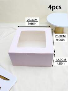 1pc/2pcs/4pcs Cake Boxes, Large Size White Bakery Boxes, Square Cardboard Cake Boxes, Multilayer Cake Decorating Supplies For Wedding, Birthday, Party - Paper - View 17
