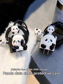 4pcs Panda Charger Protector Case, Compatible With Apple 20W Charger Cable Protector