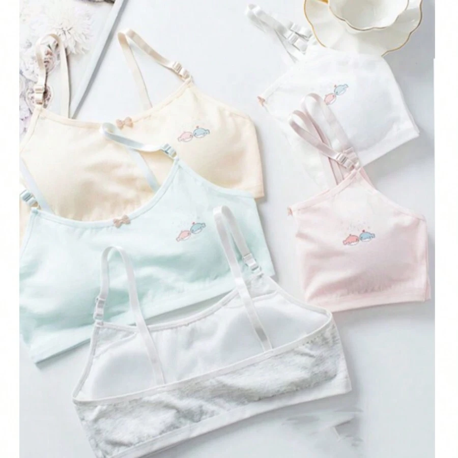 2 Piece Double Layer Bra Top Set For Teens/Girls 8-13 Years Old - 彩色 - 查看 1