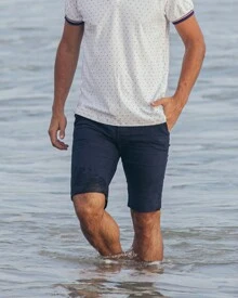 Holstone 2 Pack Bermudas Gabardina Premium Skinny Fit Primavera Verano Look de Playa Casual Pantalones Cortos Para Hombre - Azul - Ver 4