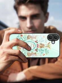 1pc Easter Bunny Basket Transparent Glass Phone Case Compatible With IPhone 16 Pro Max/16 Pro/16 Plus/11/11 Pro/11 Pro Max/12/12 Pro/12 Mini/12 Pro Max/13/13 Pro/13 Pro Max/13 Mini/14/14 Plus/14 Pro/14 Pro Max/15/15 Plus/15 Pro/15 Pro Max/7/8 Plus/XR/XS Max/X And A55/A54/S24/S24 Plus/S24 Ultra/S24 FE, Compatible With Pixel 9/9 Pro/9 Pro X Easter Edition - Black - View 2