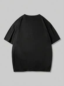 T-shirt minimaliste imprimé à col rond et manches courtes, style décontracté boyfriend, pour le sport. Port quotidien, pour la salle de sport, le fitness et l'entraînement. Nouveauté printemps/été 2025 pour hommes, vêtements de sport pour la course et la salle de sport. Vêtements de sport légers et confortables, coupe ample