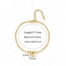 1pc Simple Zodiac Gold Color Stainless Steel Bead Chain Bracelets For Women