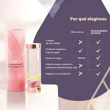 Botella de agua de cristal de energía de piedra natural,Botellas De Cuarzo de vidrio 450ML,Termos para agua,Piedra Curativa,Relaja,Caja de embalaje exquisita,Rose Gold - Verde - Ver 8