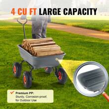 Garden Cart Durable Polyethylene Dump Cart & Sturdy Metal Utility Cart With Easy Assembled Steel Frame, Multi-Purpose Dump Cart With Dual Function Handle, Convenient Cart, Load Capacity 400 Lbs-1500 Lbs With 10" & 13" Wheels - Polyethylene, 600 lbs load capacity, 10" wheels - 查看 4