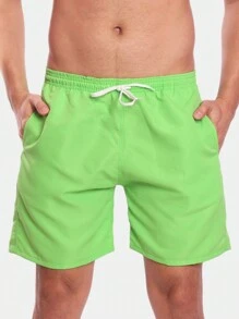 Men's Tactel Basic Shorts Beach Gym Running And Training - Lime Green - View 3