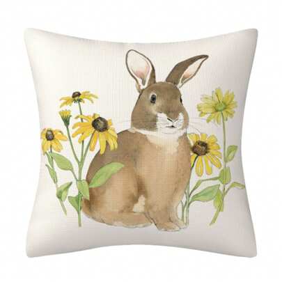 Easter Pillow Covers Vintage Watercolor Bunny Flower Throw Pillowcases Cushion Covers For Home