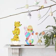 Easter Party Atmosphere Tabletop Standing Decor Plaque - Multicolor - View 5