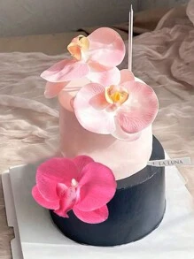 3 件人造蝴蝶兰花蛋糕装饰，逼真纹理花朵，生日蛋糕装饰，派对礼品，主题派对用品，婚礼装饰，DIY 配件，圣诞节 - 多色 - 查看 10