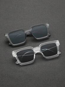 2pcs Men Geometric Plastic Retro Western Street Style Classic Classy Aesthetic Modern Simple Style Shades Basics Fall Winter All-Match Fashion Glasses Combination For Summer Driving Camping Vacation Outfits Western Party Cosplay Suitable For All Face Shapes Accessories