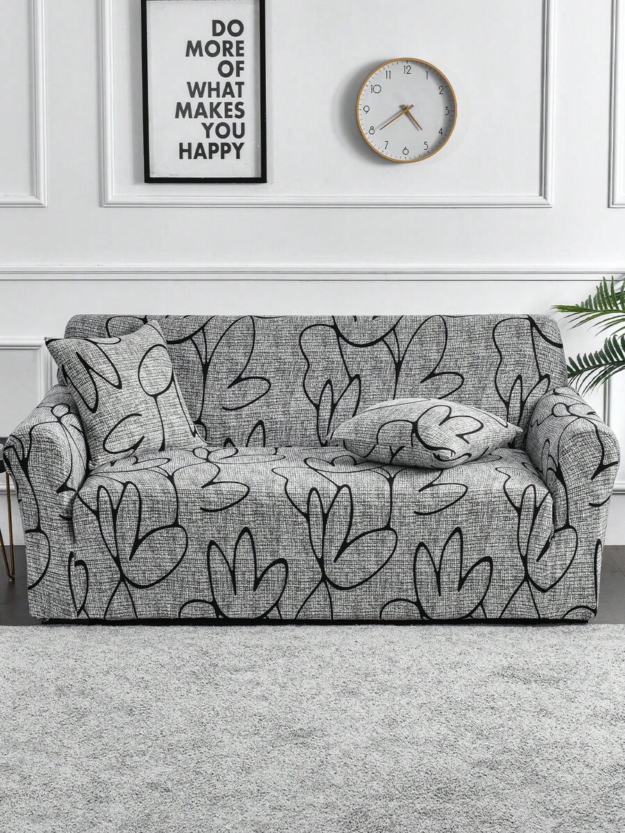 1 件印花沙发套客厅弹力防脏沙发套家用沙发垫套家居装饰 - 彩色 - 查看 1