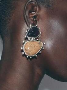 1 对金属树脂镶嵌大象形耳环，女士时尚配饰，送给朋友的礼物，适合日常、派对、宴会、舞会佩戴