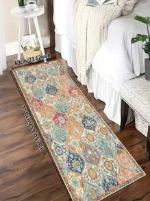 1pc Best-Seller [5mm Thickness] Boho Style Printed Kitchen Mat, Living Room Rug, Bedroom Carpet - 100% Polyester Fiber, Stain Resistant, Anti-Slip Bottom, Machine Washable - Suitable For Indoor And Outdoor Area, Kitchen, Home Decor, Room Decor, Bedroom, Laundry Room - All Season Use.