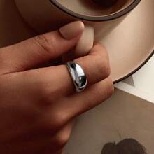1 Pc 925 Sterling Silver Chunky Rings For Women Adjustable Bold Thick Statement Rings Fine Jewelry Minimalist Rings Gift - Silver - View 12