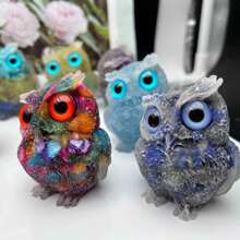 1pc Resin Mold Natural Crystal Chip Stone Handcrafted Owl Resin Figurines Collectibles Of Colorful Owl Gifts And Desktop Decoration For Home Interior Space And Reiki Animal Sculpture Shelf Accents Ornament For Home Office Decor Purple Home Decor