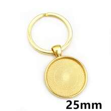 5 件钥匙扣带吊坠边框空白适合 20/25/30 毫米凸圆形底座镶嵌 DIY 钥匙扣钥匙圈配件耗材