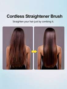 JMMO 1 Pc Mini Hair Straightener Comb, 2000mAh USB Rechargeable LithiumBattery, 10W Anion Heated Brush With 3 Temperature Settings, PortableAnti-Scald Styling Tool For Home And Travel Use, Ideal Women's Gift