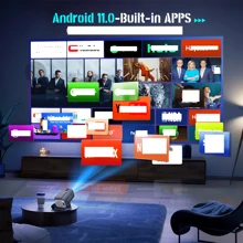 2025 Mini Projector 1080P FHD 4K Support Smart Portable Projector With WiFi And Bluetooth 180° Adjustable Auto Keystone Miracast Airplay TV Stick/USB/PS5/Laptop, With HD Cable - Projector and 60-inch Screen - View 7