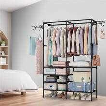 Multi-Functional Coat Rack, Large-Capacity Wardrobe, Clothing Storage Cabinet, Clothes Rack, Closet Wardrobe, Portable Wardrobe For Bedroom, Easy To Assemble, Independent Coat Room, Clothing Storage Rack For Bedroom