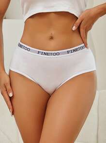 6pcs Women's Multicolor Cotton Comfortable Fashion Waistband Letter Printed Low Waisted Triangle Pants - 彩色 - 查看 2