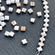 20 颗 6 毫米天然白色贝壳四叶草形状珠子，用于制作耳环、项链、DIY 珠宝配件 - 彩色 - 查看 7