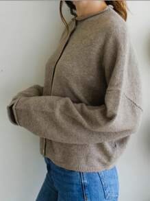 European And American Versatile Soft Knitted Cardigan Women's Retro Button Sweater Knitted Jacket Ins Style - Light Brown - View 2