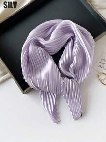 1 件纯色褶皱缎面围巾女式头巾时尚头巾头巾、发带、头带非常适合装扮您的头巾上衣 - 黑色 - 查看 21