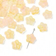 30Pcs Baking Paint Glass Beads, Flower, 12.5x13x4.5mm, Hole: 1.2mm