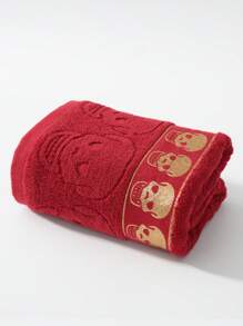 Gothic Style Fashion Skeleton Pattern Soft, Absorbent, Non-Shedding Towel Suitable For Shower, Face Washing, Home, Bathroom, Swimming Pool, Hotel Gifts, Adult High-Quality Quick-Dry Wash Towel, 1 Piece Or 1 Piece 70*140cm Bath Towel Back To School For Beauty Salon Home Bathroom Shower Towels For Beaty Salon, Hotel Sports,Home Essentials, Towel, Skin Care - Red - View 5